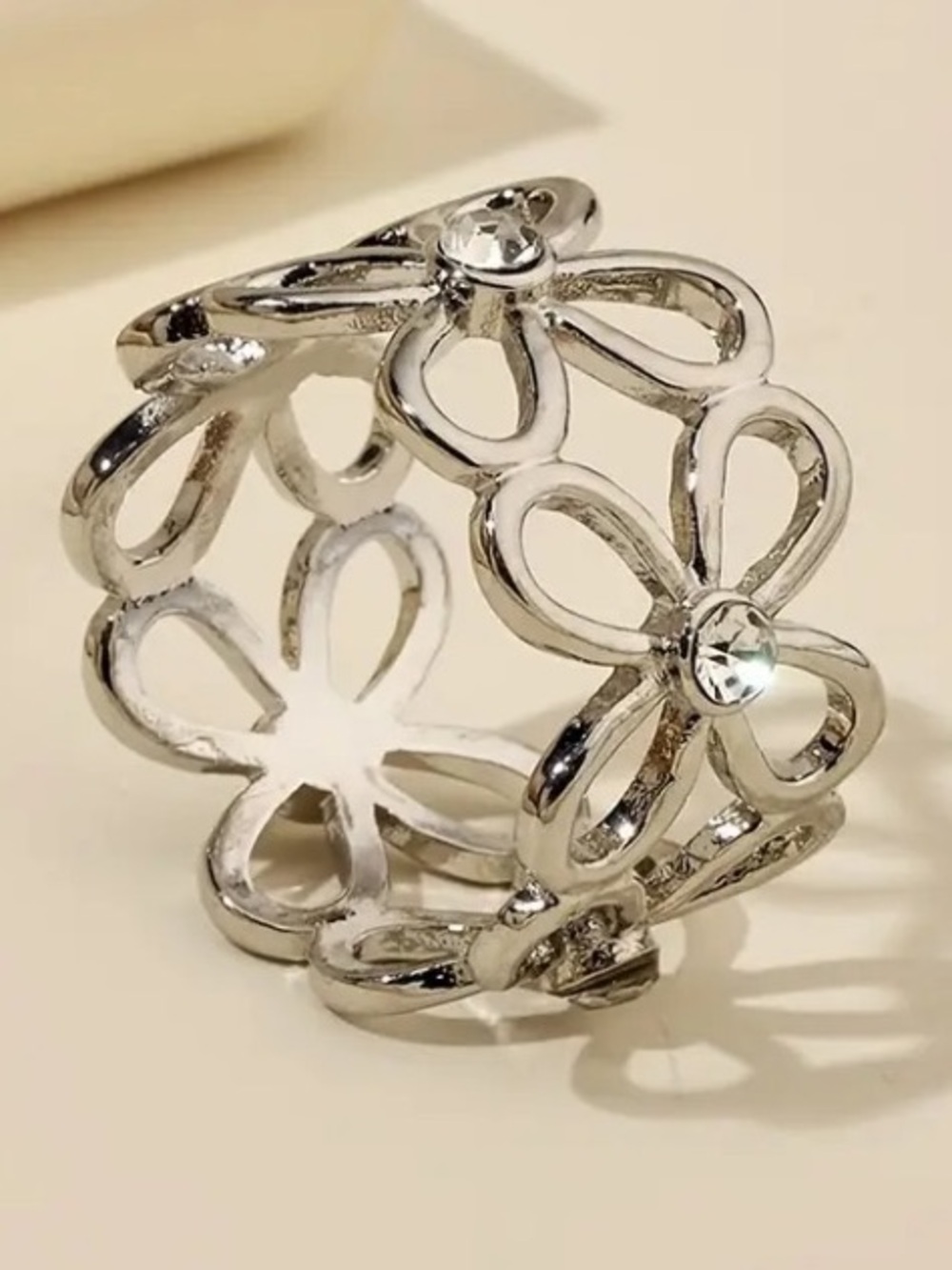 Silver Floral Openwork Scarf Slide - Picture 5 of 5